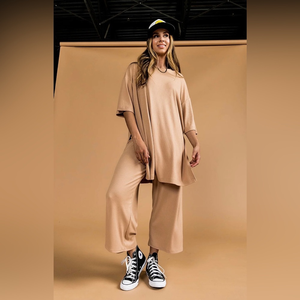 Sold Out Dressed in Lala LALA ORIGINAL Lex Ribbed Playsuit in Iced Chai